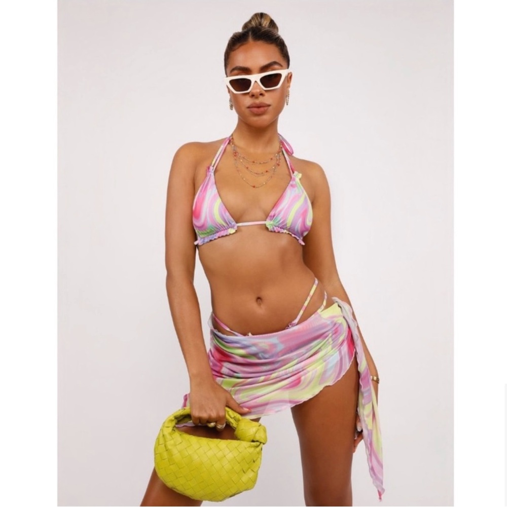 Tiger Mist Multicolor Swirl Bikini with Matching Sarong